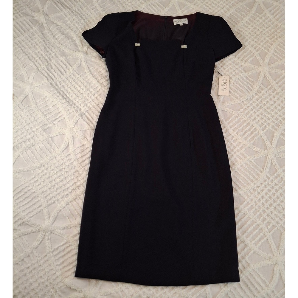 Vintage Saks Fifth Avenue Folio Collection Size 8 Dress Navy Blue Sheath NWT